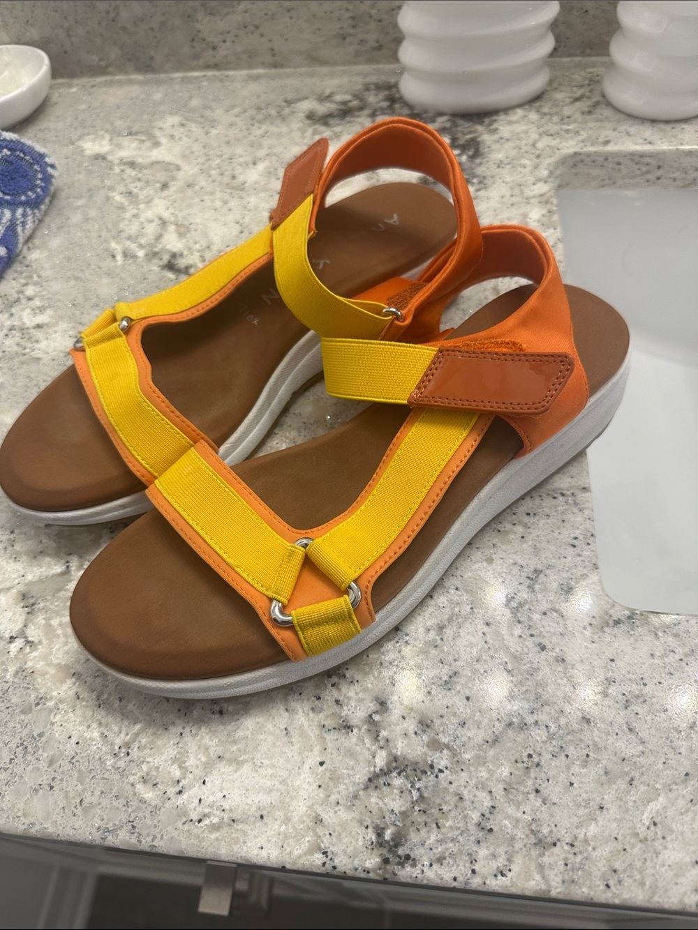 Anne Klein Yellow and Orange Strappy Sandal - Picture 4 of 4